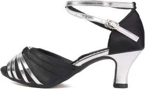 YKXLM Women's Ballroom Dance Shoes Professional Latin Dance Heels Practice Salsa Dance Dress Shoes,DY08