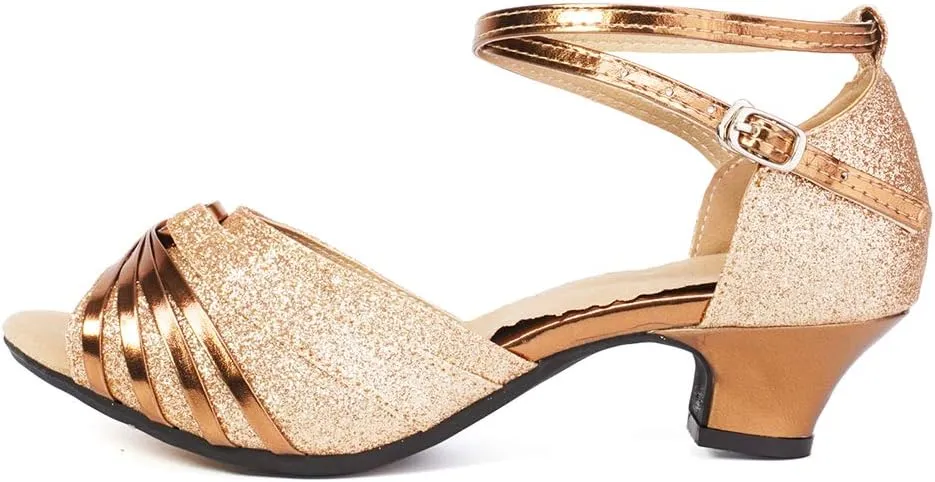 YKXLM Women's Ballroom Dance Shoes Professional Latin Dance Heels Practice Salsa Dance Dress Shoes,DY08