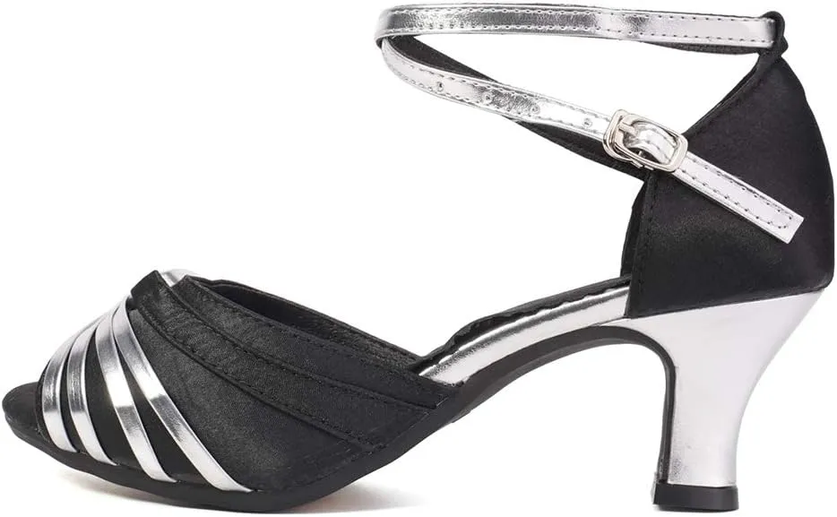 YKXLM Women's Ballroom Dance Shoes Professional Latin Dance Heels Practice Salsa Dance Dress Shoes,DY08