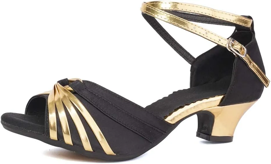 YKXLM Women's Ballroom Dance Shoes Professional Latin Dance Heels Practice Salsa Dance Dress Shoes,DY08