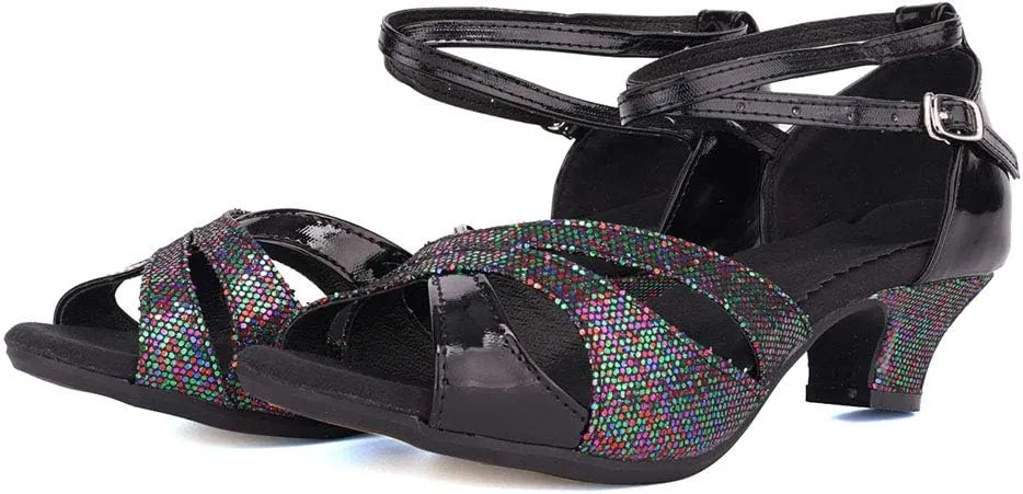 YKXLM Womens Latin Dance Shoes Peep Toe Ballroom Dance Dress Shoes for Wedding Evening Shoes,DY05